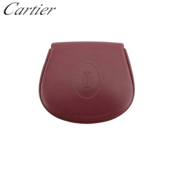Cartier Coin Case Mastline Bordeaux Leather Authentic Used